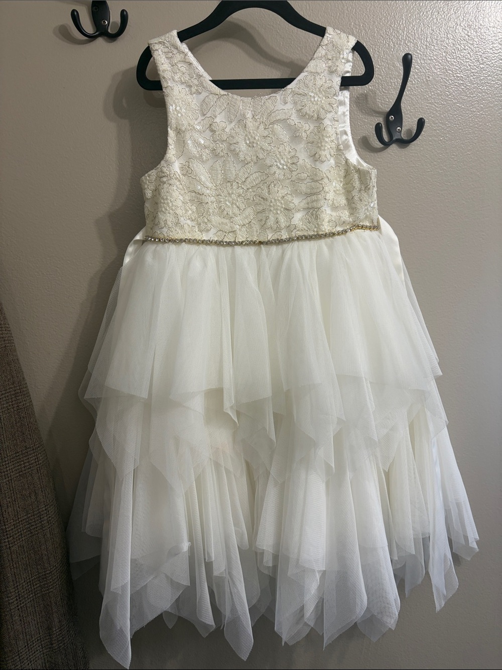 American Princess Ivory Lace Bodice Tulle Layered Party Dress SZ 6X/7